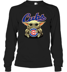 Baby Yoda Hugs The Chicago Cubs Shirts Long Sleeve T-Shirt - PrimaryTee