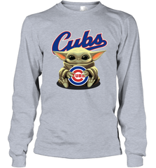 Baby Yoda Hugs The Chicago Cubs Shirts Long Sleeve T-Shirt - PrimaryTee