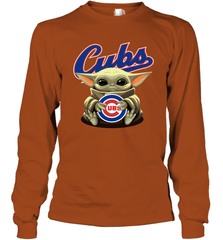 Baby Yoda Hugs The Chicago Cubs Shirts Long Sleeve T-Shirt - PrimaryTee