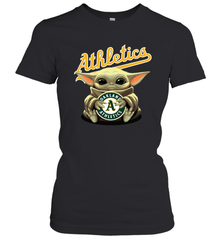 Baby Yoda Hugs The Oakland Athletics Shirts Women's T-Shirt - PrimaryTee