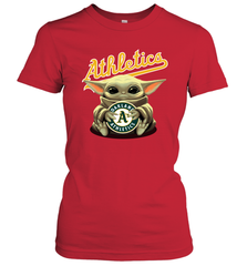 Baby Yoda Hugs The Oakland Athletics Shirts Women's T-Shirt - PrimaryTee