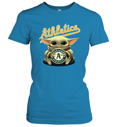 Baby Yoda Hugs The Oakland Athletics Shirts Women's T-Shirt - PrimaryTee