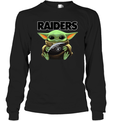 Baby Yoda Loves The Oakland Raiders Star Wars NFL Shirts Long Sleeve T-Shirt - PrimaryTee