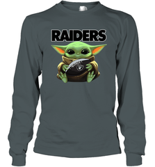 Baby Yoda Loves The Oakland Raiders Star Wars NFL Shirts Long Sleeve T-Shirt - PrimaryTee