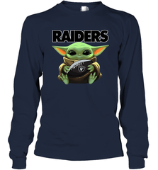 Baby Yoda Loves The Oakland Raiders Star Wars NFL Shirts Long Sleeve T-Shirt - PrimaryTee