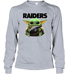 Baby Yoda Loves The Oakland Raiders Star Wars NFL Shirts Long Sleeve T-Shirt - PrimaryTee