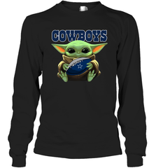 Baby Yoda Loves The Dallas Cowboys Star Wars NFL Shirts Long Sleeve T-Shirt - PrimaryTee