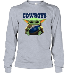 Baby Yoda Loves The Dallas Cowboys Star Wars NFL Shirts Long Sleeve T-Shirt - PrimaryTee