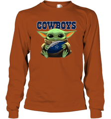 Baby Yoda Loves The Dallas Cowboys Star Wars NFL Shirts Long Sleeve T-Shirt - PrimaryTee