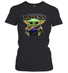 Baby Yoda Loves The Baltimore Ravens Star Wars NFL Shirts Women's T-Shirt - PrimaryTee