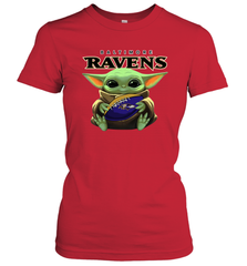 Baby Yoda Loves The Baltimore Ravens Star Wars NFL Shirts Women's T-Shirt - PrimaryTee