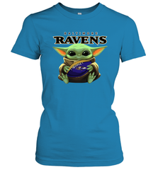 Baby Yoda Loves The Baltimore Ravens Star Wars NFL Shirts Women's T-Shirt - PrimaryTee