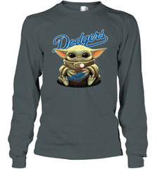 Baby Yoda Hugs The Los Angeles Dodgers Shirts Long Sleeve T-Shirt - PrimaryTee