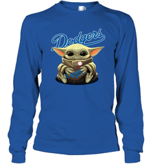 Baby Yoda Hugs The Los Angeles Dodgers Shirts Long Sleeve T-Shirt - PrimaryTee