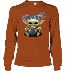 Baby Yoda Hugs The Los Angeles Dodgers Shirts Long Sleeve T-Shirt - PrimaryTee