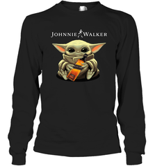Baby Yoda Hugs Johnnie Walker Bottle Star Wars Shirts Long Sleeve T-Shirt - PrimaryTee