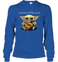 Baby Yoda Hugs Johnnie Walker Bottle Star Wars Shirts Long Sleeve T-Shirt - PrimaryTee