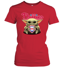 Baby Yoda Hugs The Philadelphia Phillies Shirts Women's T-Shirt - PrimaryTee