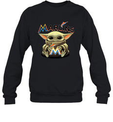 Baby Yoda Hugs The Miami Marlins Shirts Sweatshirt - PrimaryTee