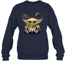 Baby Yoda Hugs The Miami Marlins Shirts Sweatshirt - PrimaryTee