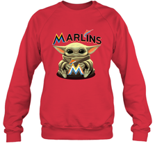 Baby Yoda Hugs The Miami Marlins Shirts Sweatshirt - PrimaryTee