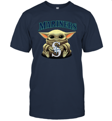 Baby Yoda Hugs The Seattle Mariners Shirts Men's T-Shirt - PrimaryTee