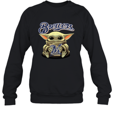 Baby Yoda Hugs The Milwaukee Brewers Shirts Sweatshirt - PrimaryTee