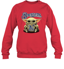 Baby Yoda Hugs The Milwaukee Brewers Shirts Sweatshirt - PrimaryTee
