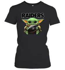 Baby Yoda Loves The Oakland Raiders Star Wars NFL Shirts Women's T-Shirt - PrimaryTee