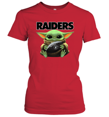 Baby Yoda Loves The Oakland Raiders Star Wars NFL Shirts Women's T-Shirt - PrimaryTee