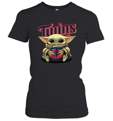 Baby Yoda Hugs The Minnesota Twins Shirts Women's T-Shirt - PrimaryTee