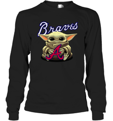 Baby Yoda Hugs The Atlanta Braves Shirts Long Sleeve T-Shirt - PrimaryTee