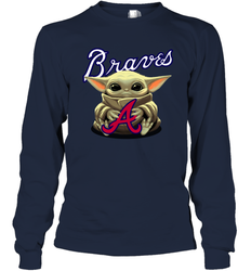 Baby Yoda Hugs The Atlanta Braves Shirts Long Sleeve T-Shirt - PrimaryTee