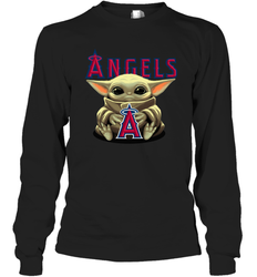 Baby Yoda Hugs The Los Angeles Angels Shirts Long Sleeve T-Shirt - PrimaryTee