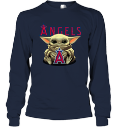 Baby Yoda Hugs The Los Angeles Angels Shirts Long Sleeve T-Shirt - PrimaryTee