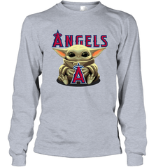 Baby Yoda Hugs The Los Angeles Angels Shirts Long Sleeve T-Shirt - PrimaryTee