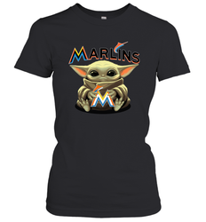 Baby Yoda Hugs The Miami Marlins Shirts Women's T-Shirt - PrimaryTee