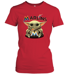 Baby Yoda Hugs The Miami Marlins Shirts Women's T-Shirt - PrimaryTee
