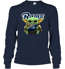 Baby Yoda Loves The Los Angeles Rams Star Wars NFL Shirts Long Sleeve T-Shirt - PrimaryTee