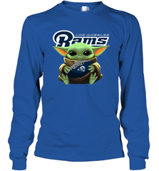Baby Yoda Loves The Los Angeles Rams Star Wars NFL Shirts Long Sleeve T-Shirt - PrimaryTee