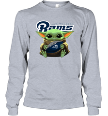 Baby Yoda Loves The Los Angeles Rams Star Wars NFL Shirts Long Sleeve T-Shirt - PrimaryTee