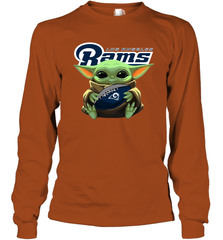 Baby Yoda Loves The Los Angeles Rams Star Wars NFL Shirts Long Sleeve T-Shirt - PrimaryTee