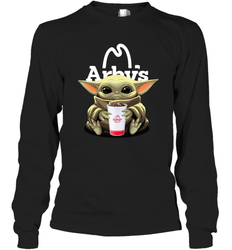 Baby Yoda Hugs Arbys Cup Star Wars Shirts Long Sleeve T-Shirt - PrimaryTee
