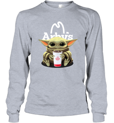 Baby Yoda Hugs Arbys Cup Star Wars Shirts Long Sleeve T-Shirt - PrimaryTee
