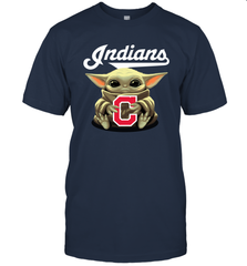 Baby Yoda Hugs The Cleveland Indians Shirts Men's T-Shirt - PrimaryTee