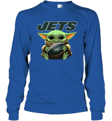 Baby Yoda Loves The New York Jets Star Wars NFL Shirts Long Sleeve T-Shirt - PrimaryTee