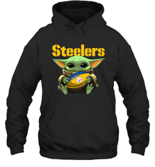Baby Yoda Loves The Pittsburgh Steelers Star Wars NFL Shirts Hoodie - PrimaryTee