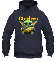 Baby Yoda Loves The Pittsburgh Steelers Star Wars NFL Shirts Hoodie - PrimaryTee
