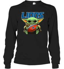 Baby Yoda Loves The Detroit Lions Star Wars NFL Shirts Long Sleeve T-Shirt - PrimaryTee