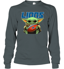 Baby Yoda Loves The Detroit Lions Star Wars NFL Shirts Long Sleeve T-Shirt - PrimaryTee